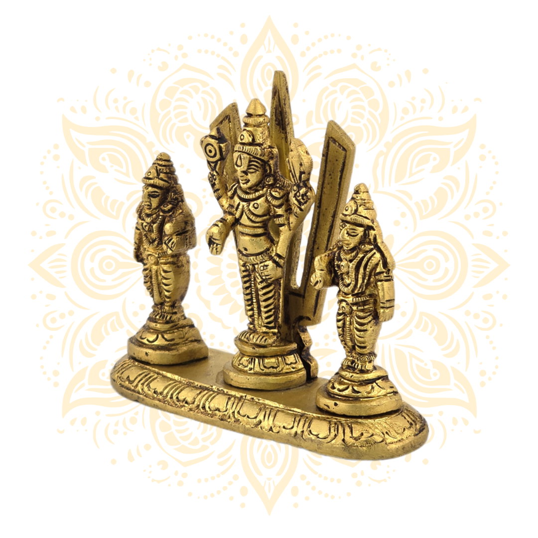 Brass Balaji w/ Sridevi & Bhudevi 3"