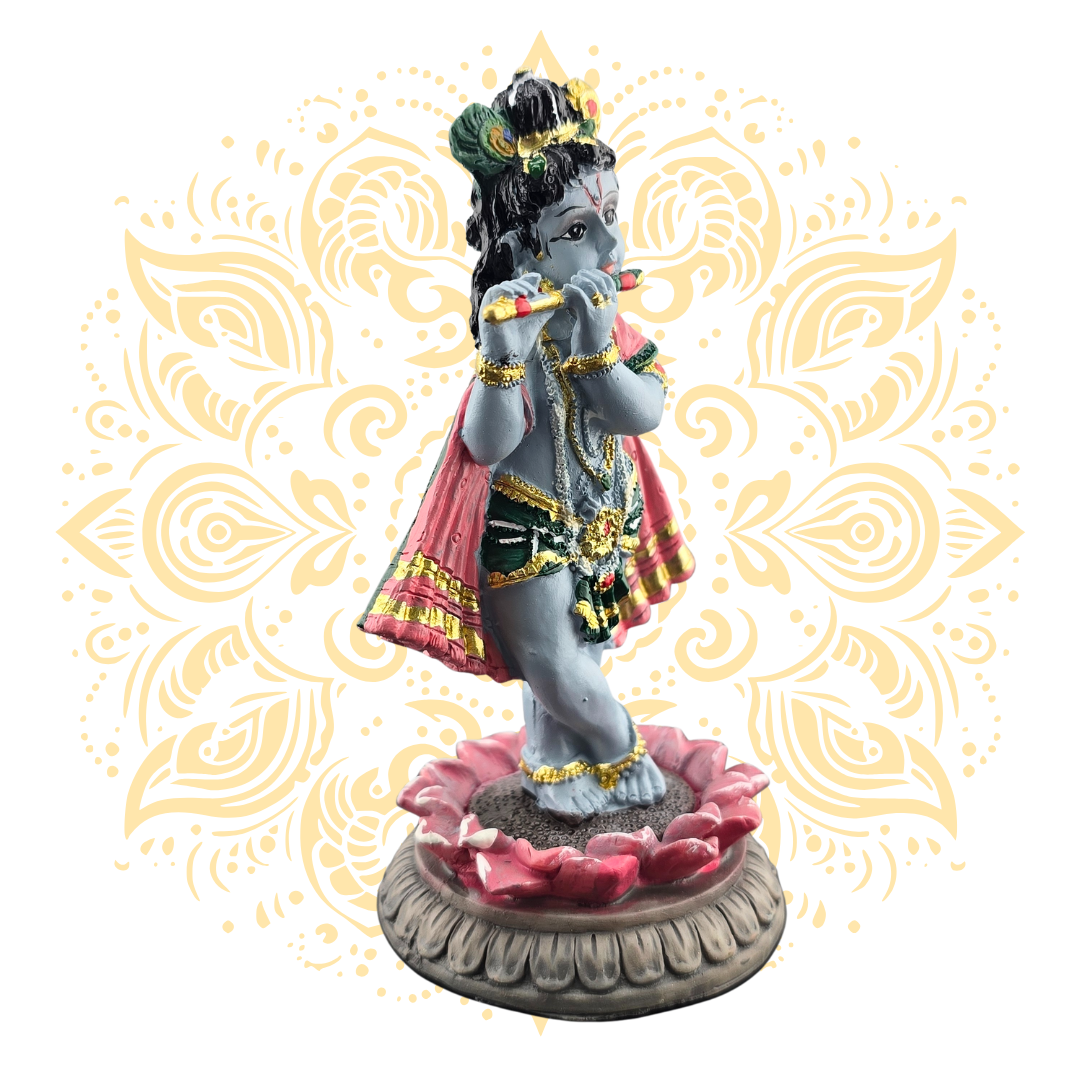 Polyresin Lotus Krishna 8"