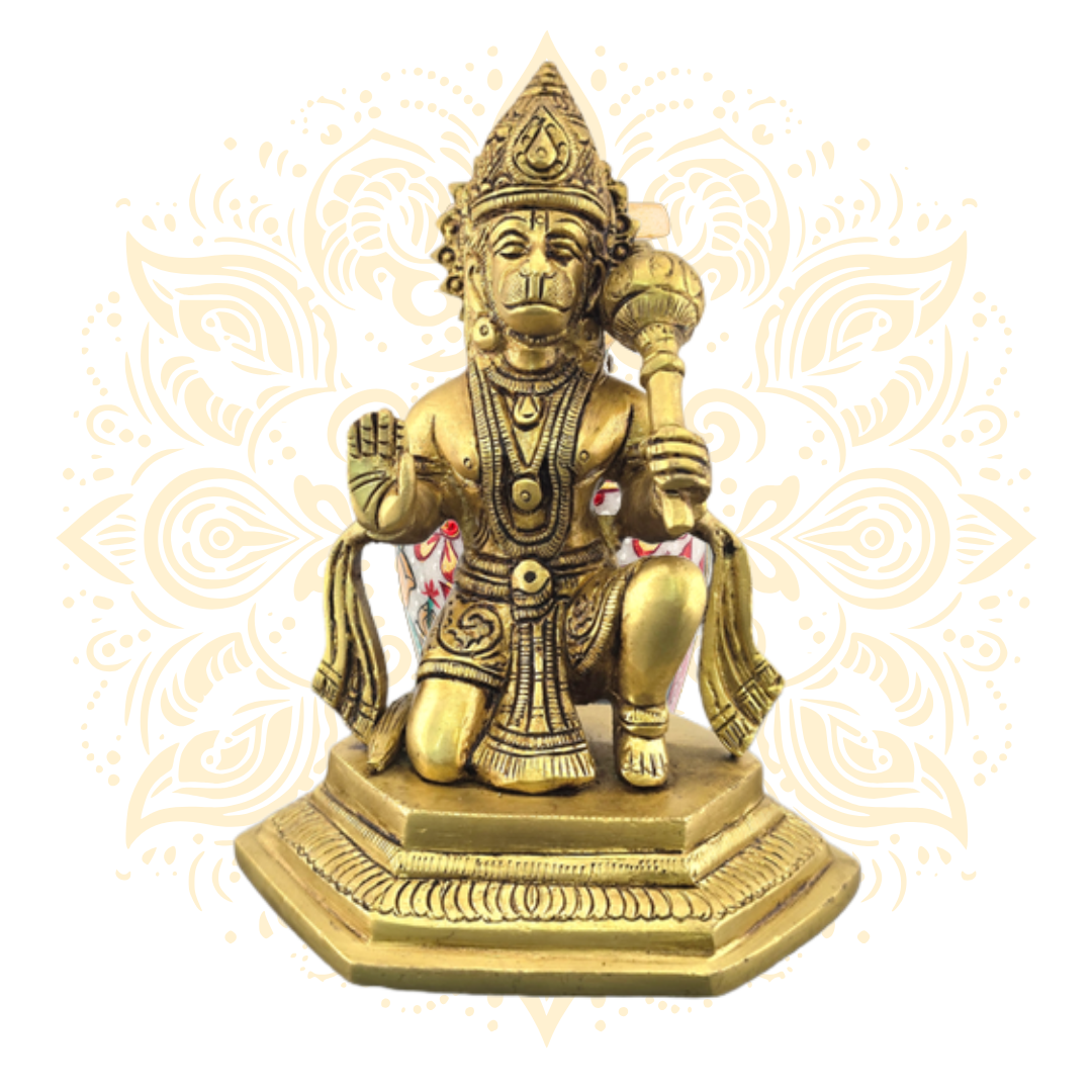Brass Hanuman Kneeling Murti 6.5" - Matchless Gifts2
