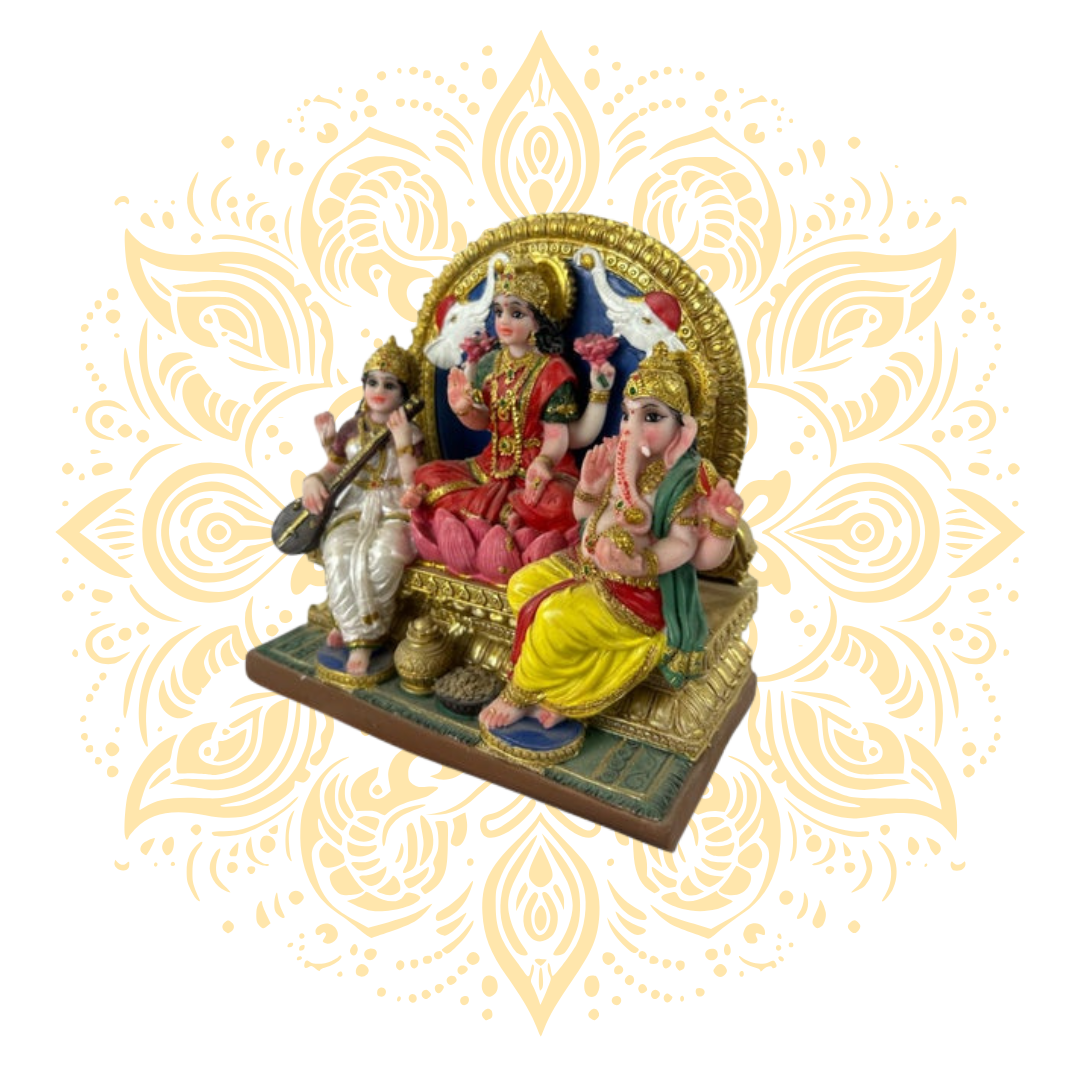 Polyresin Diwali - Saraswati, Laxmi, Ganesh 6.5" - Matchless Gifts