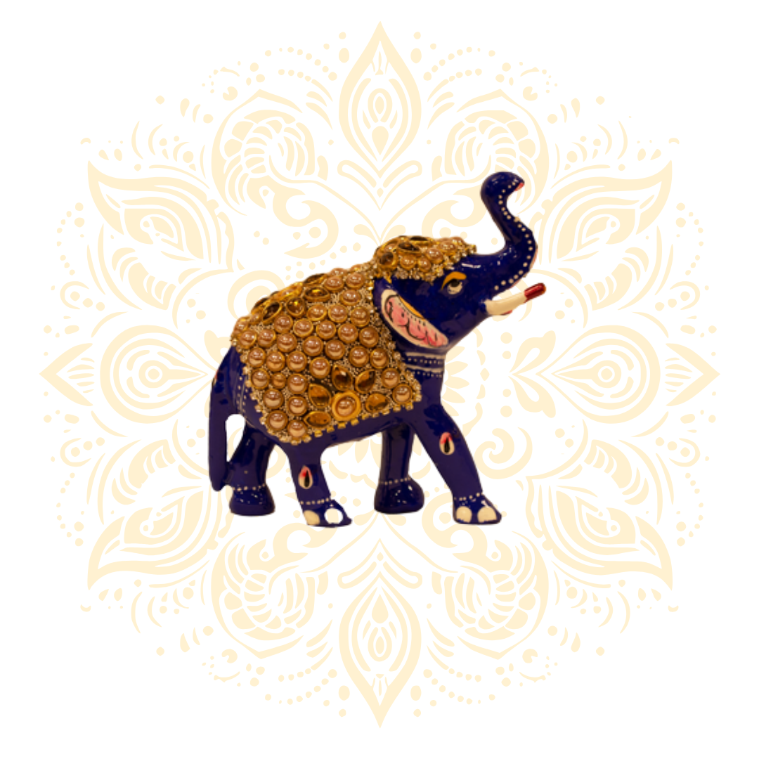 Meenakari Elephant w/ Raised Trunk – 4"