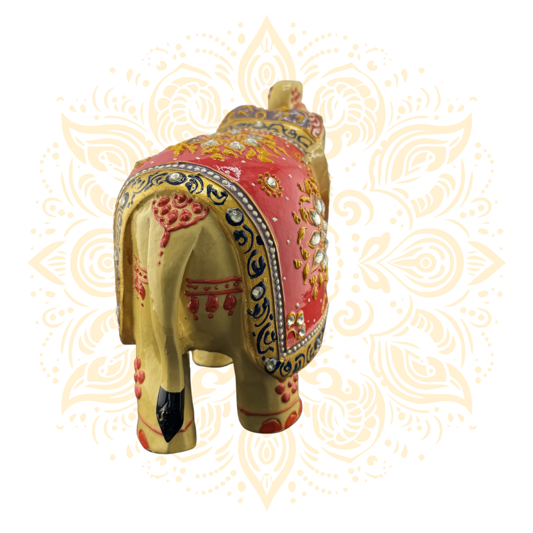 Wooden Red Painting Elephant