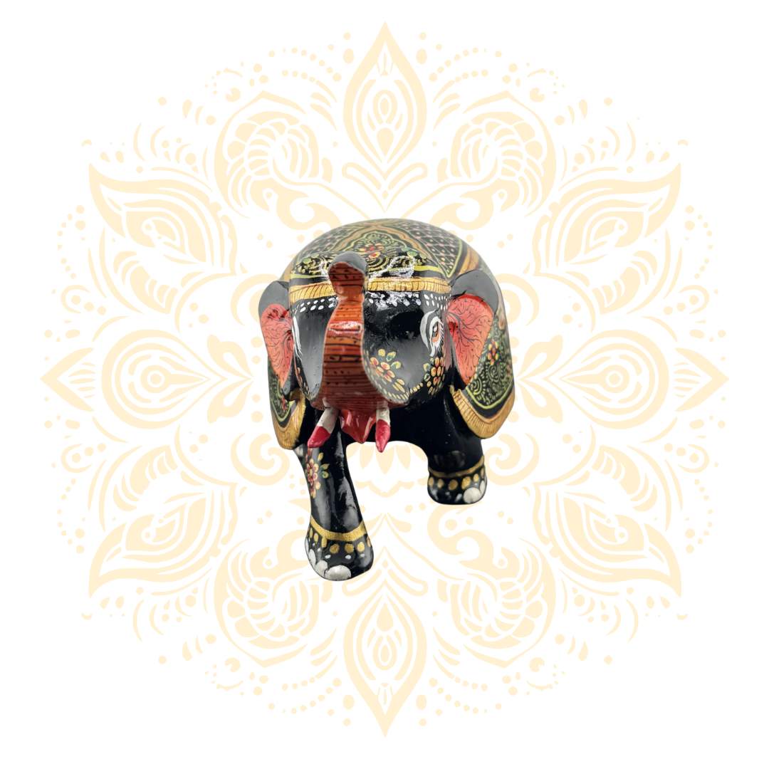 Wooden Black Painted Elephant 3"