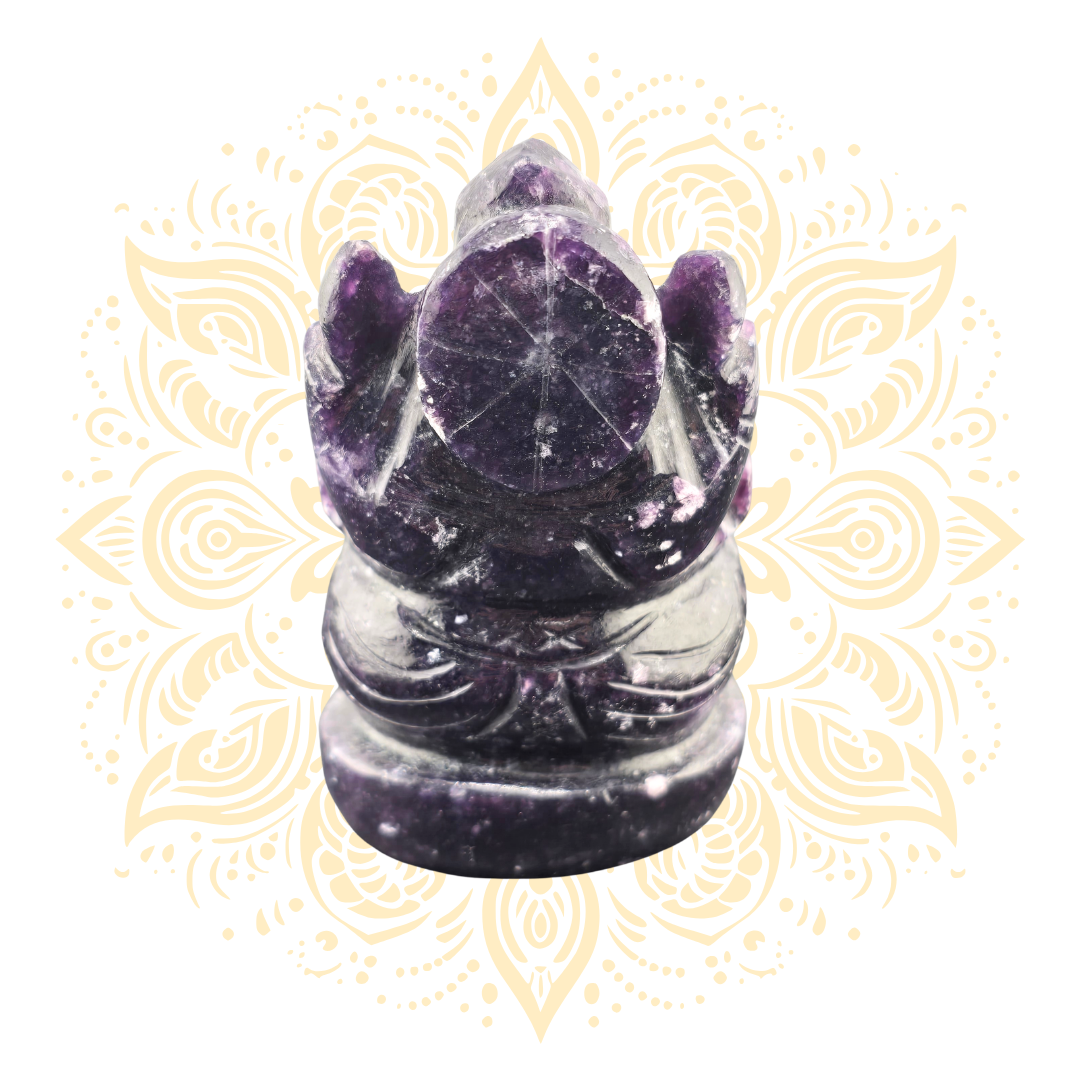 Gemstone Lepidolite Ganesh Murti 3" - Matchless Gifts3