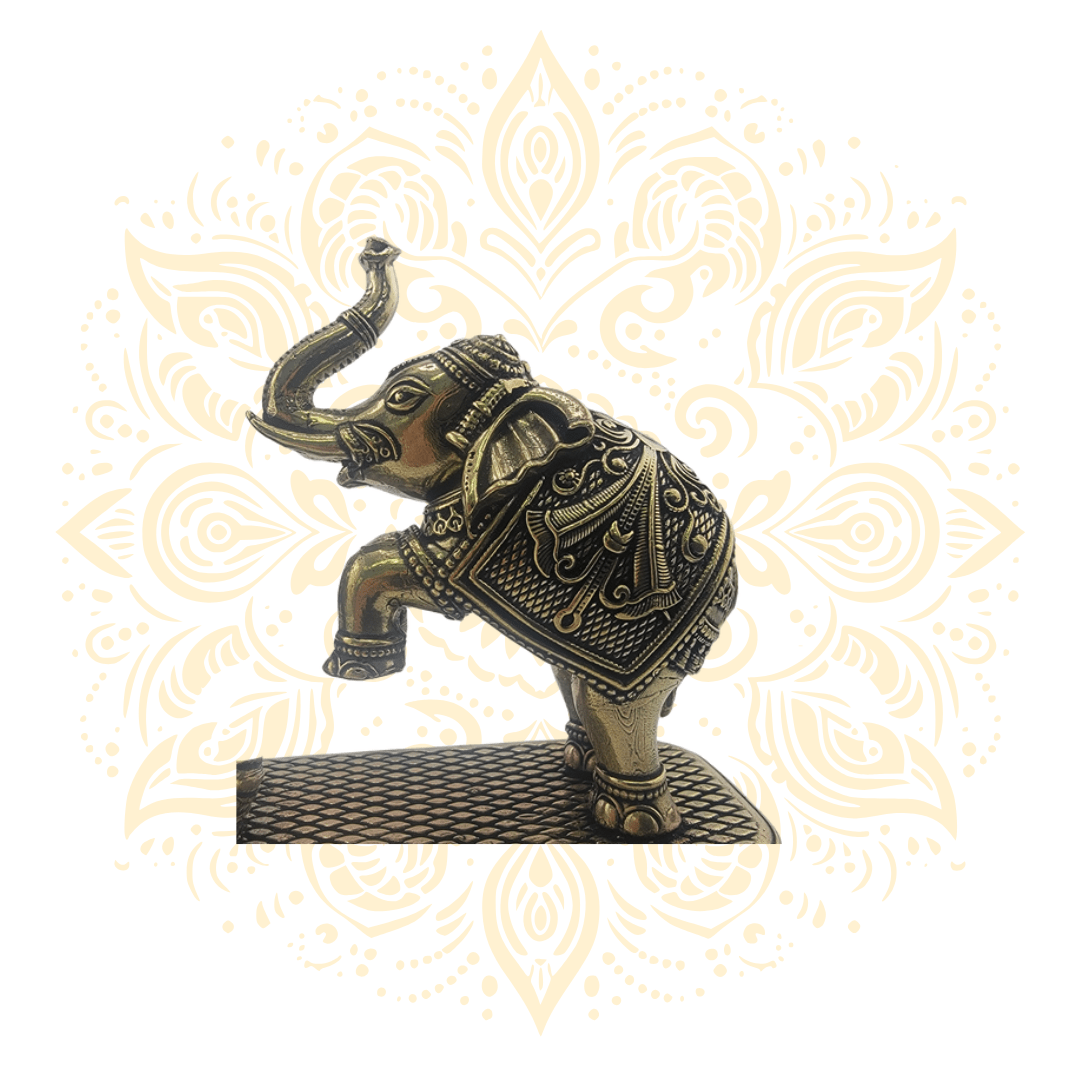 Brass Laxmi w/ Elephant Pauti 8" - Matchless Gifts4