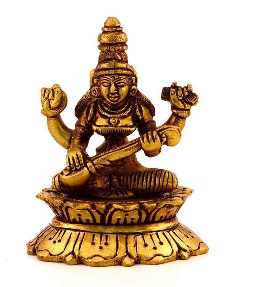 Brass Goddess Saraswati Statue