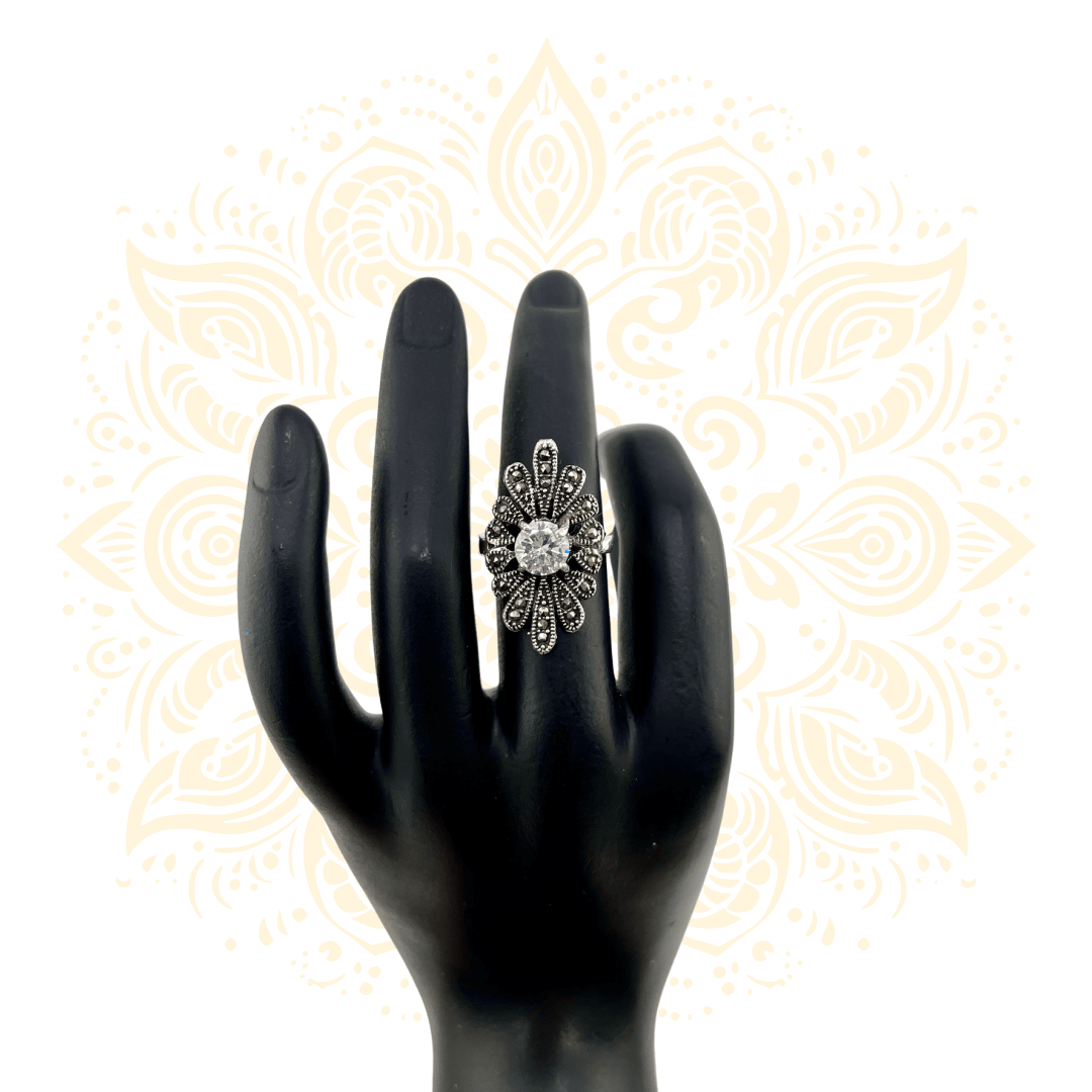 925 Sterling Silver Floral CZ Ring - Matchless Gifts3