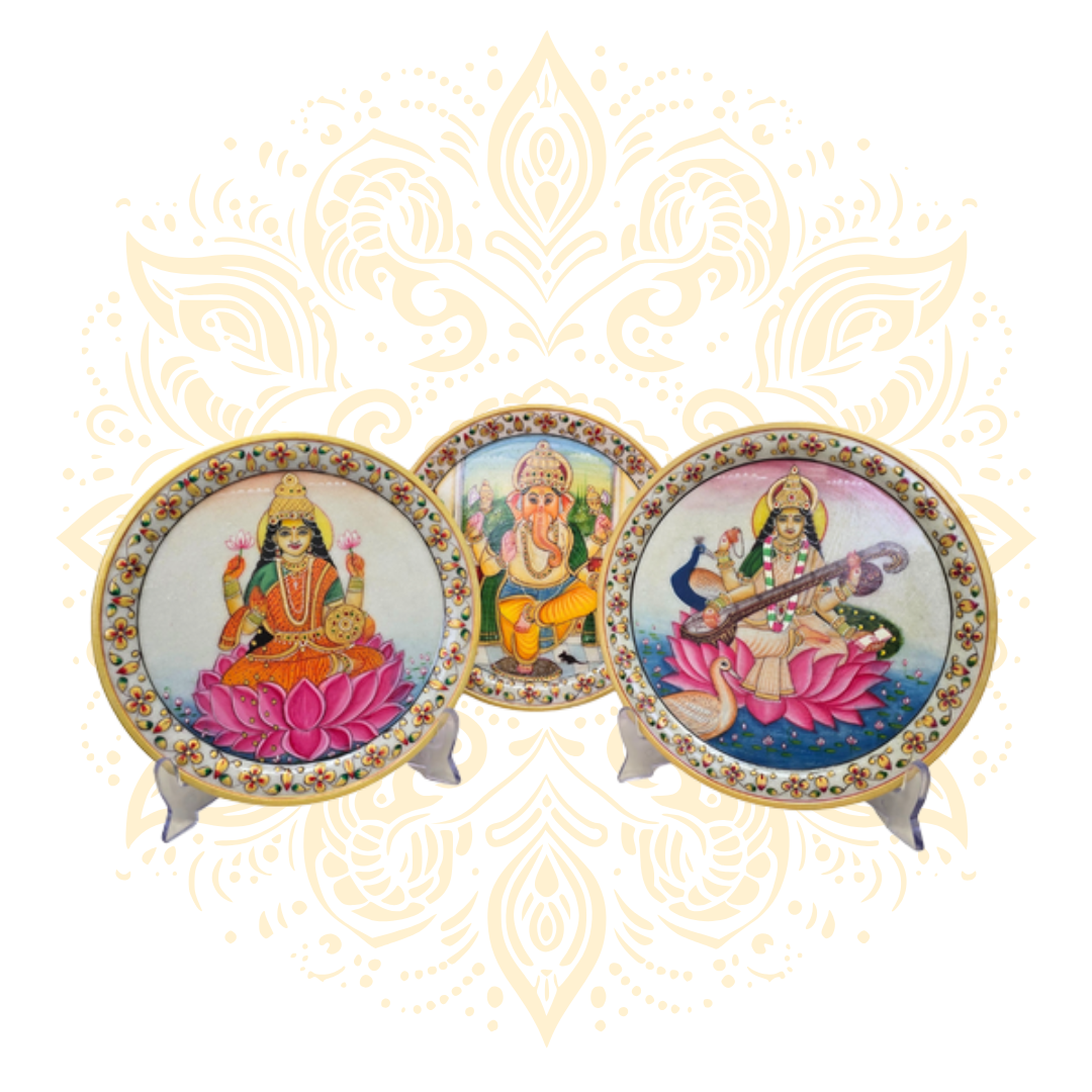 Hand-Painted Marble Plate 9" – Deity Design