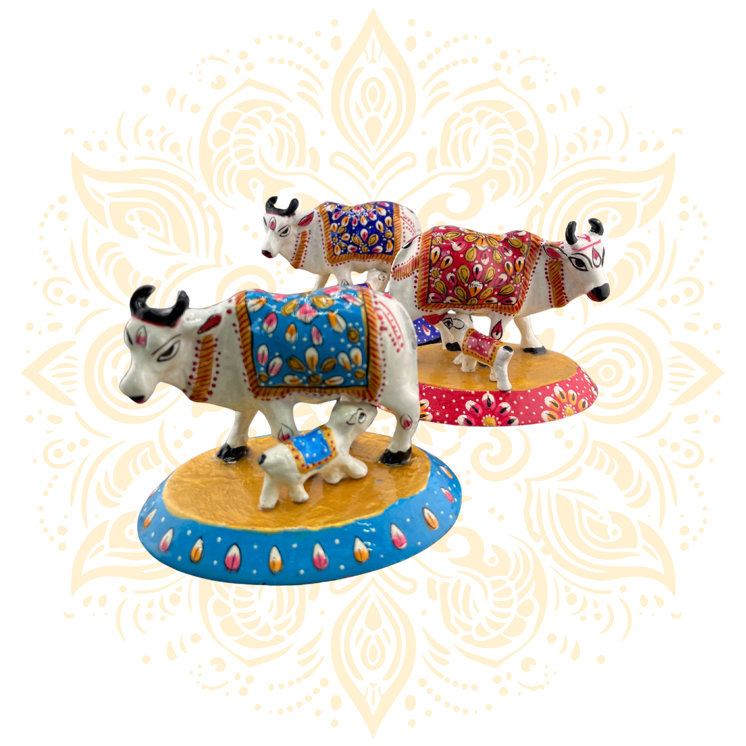 Handcrafted Metal Cow & Calf Figurine 4" - Matchless Gifts2
