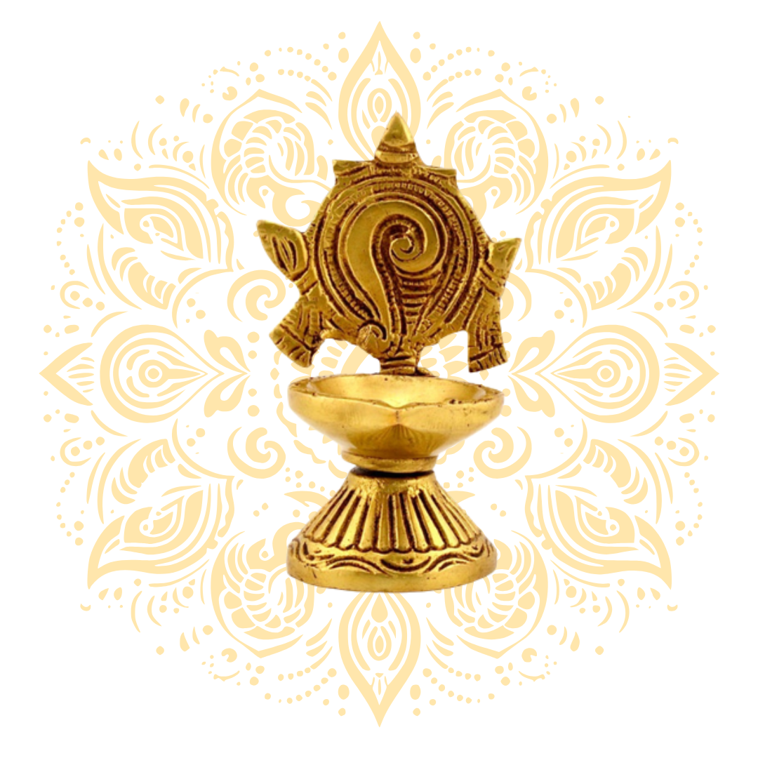 Brass Shanka Chakra Deepak 4"