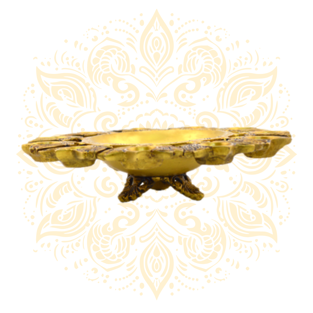 Brass Kamal Deepak Urli 9"