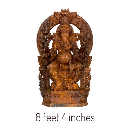 Hand Carved Wooden Ganesh Statue 8' 4"
