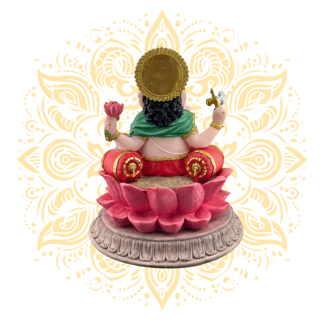 Polyresin Ganesh On Lotus Murti 9" - Matchless Gifts4