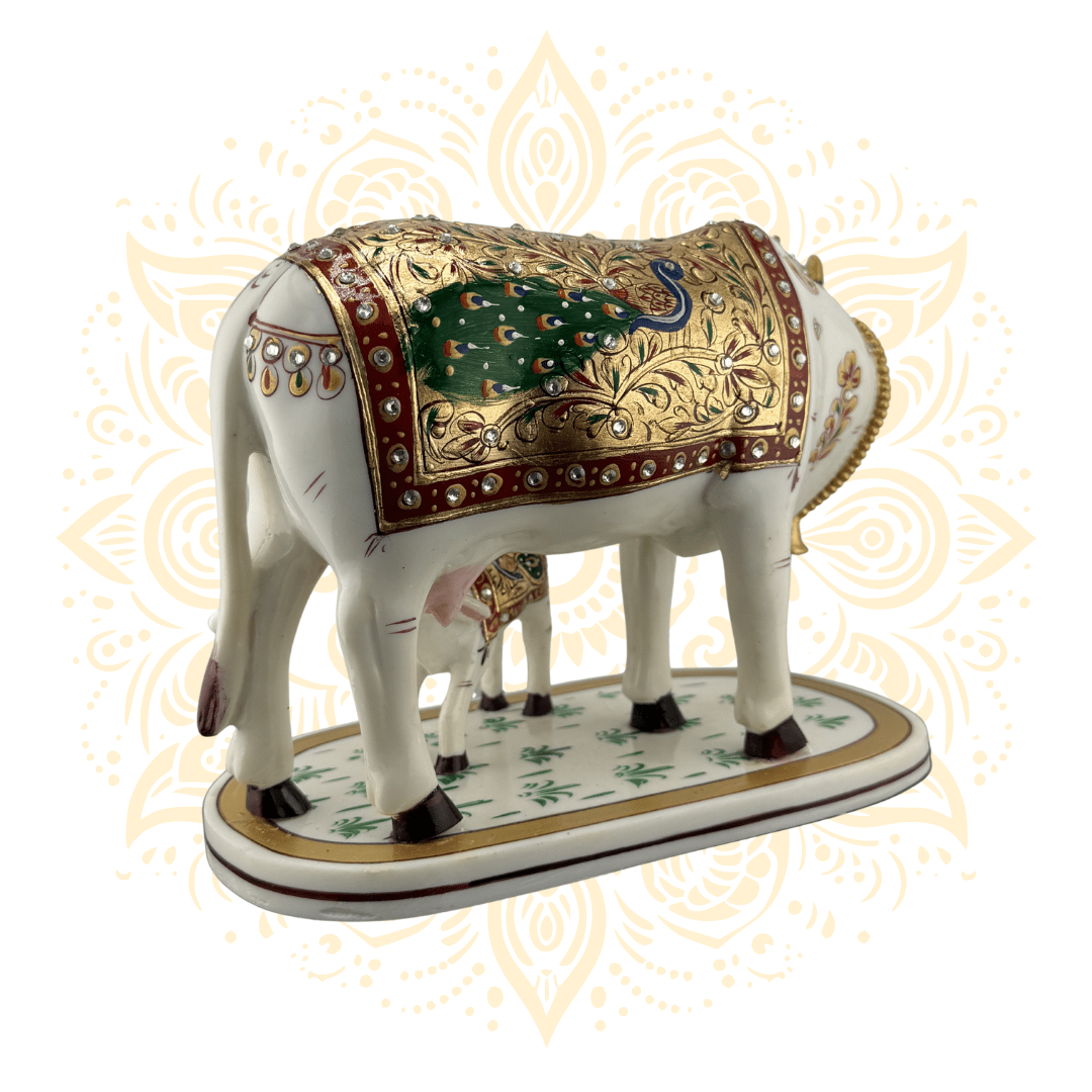 Marble Cow w/ Calf Figurine 7" - Matchless Gifts3