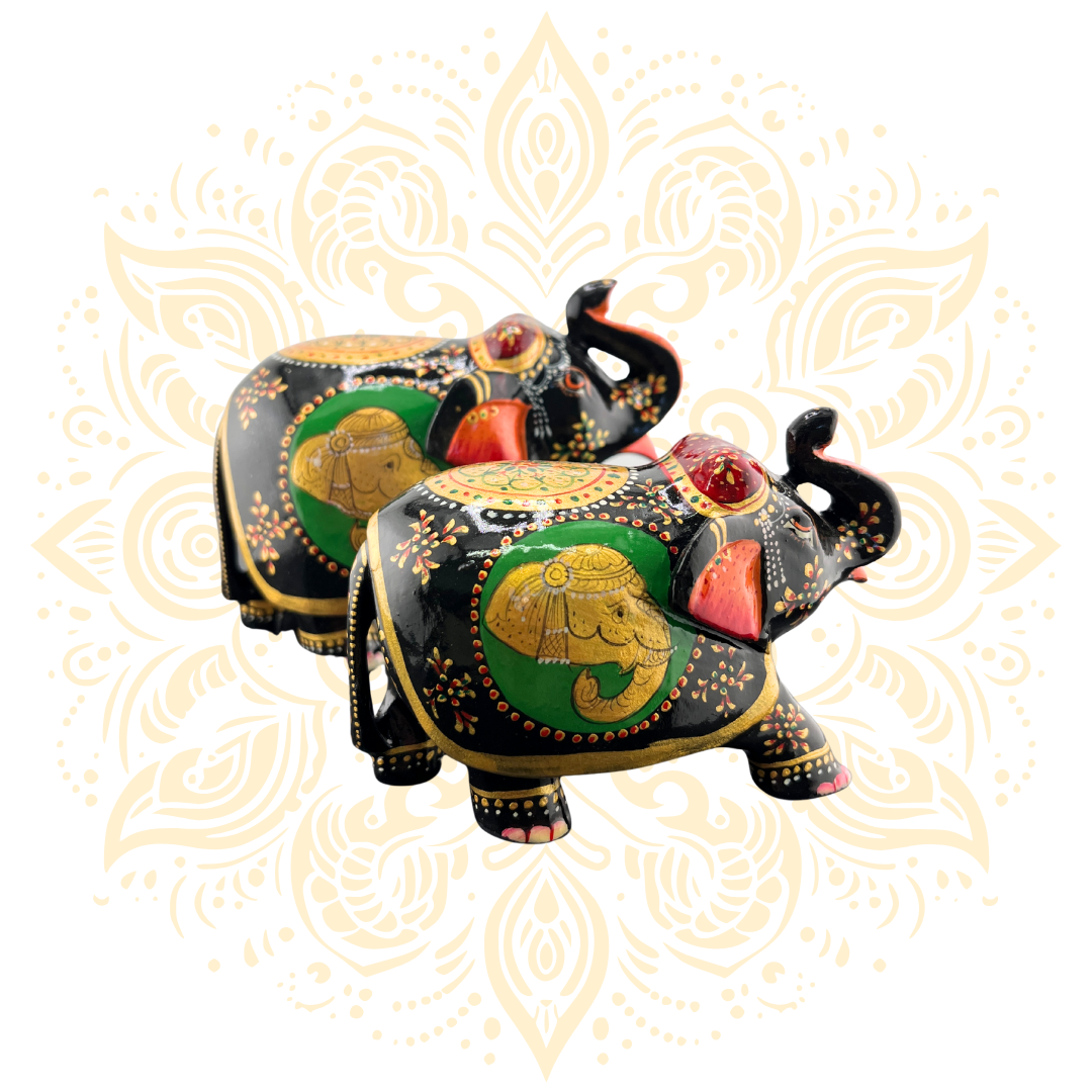 Wooden Black Painted Elephant