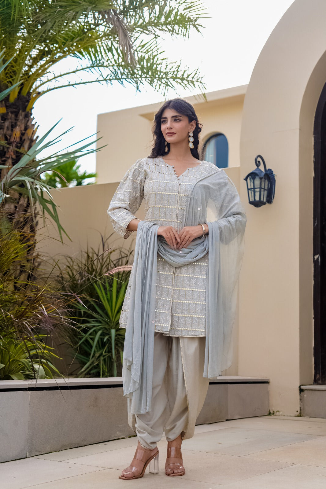 Women's Cotton Mirror Embroidered Kurti Set - Matchless Gifts