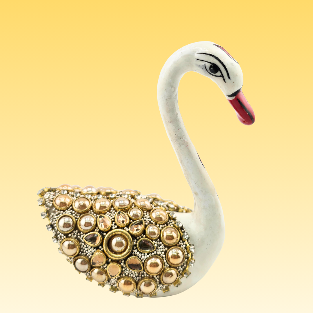 Aluminium Pearl & Kundan Swan