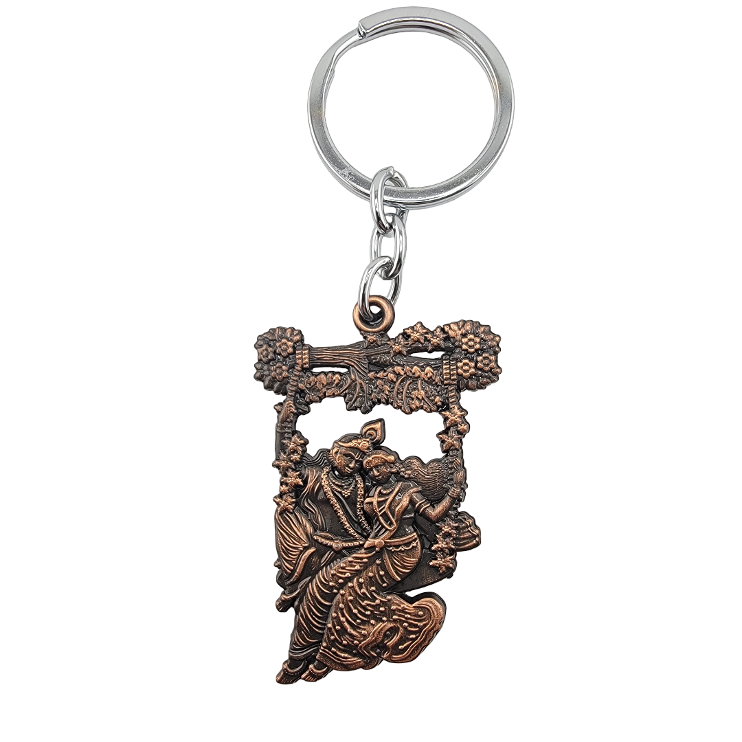 Radha Krishna Jhulan Swing Metal Keychain | Devotional Key Ring - Matchless Gifts