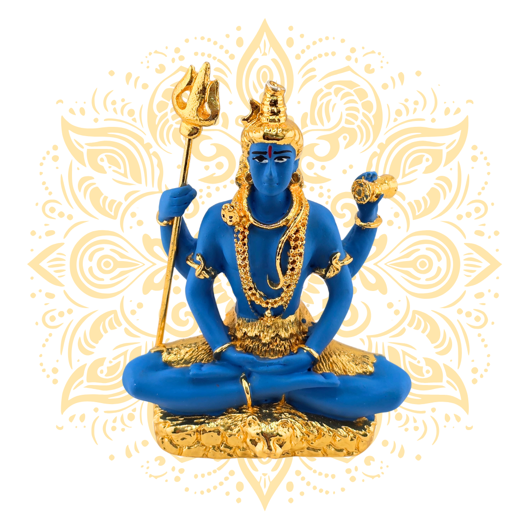 Polyresin Shiva Blue & Gold 3"