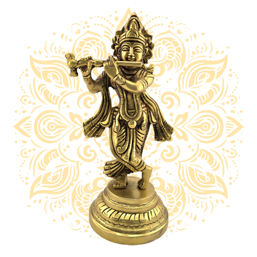 Brass Krishna w/ Flute 7"