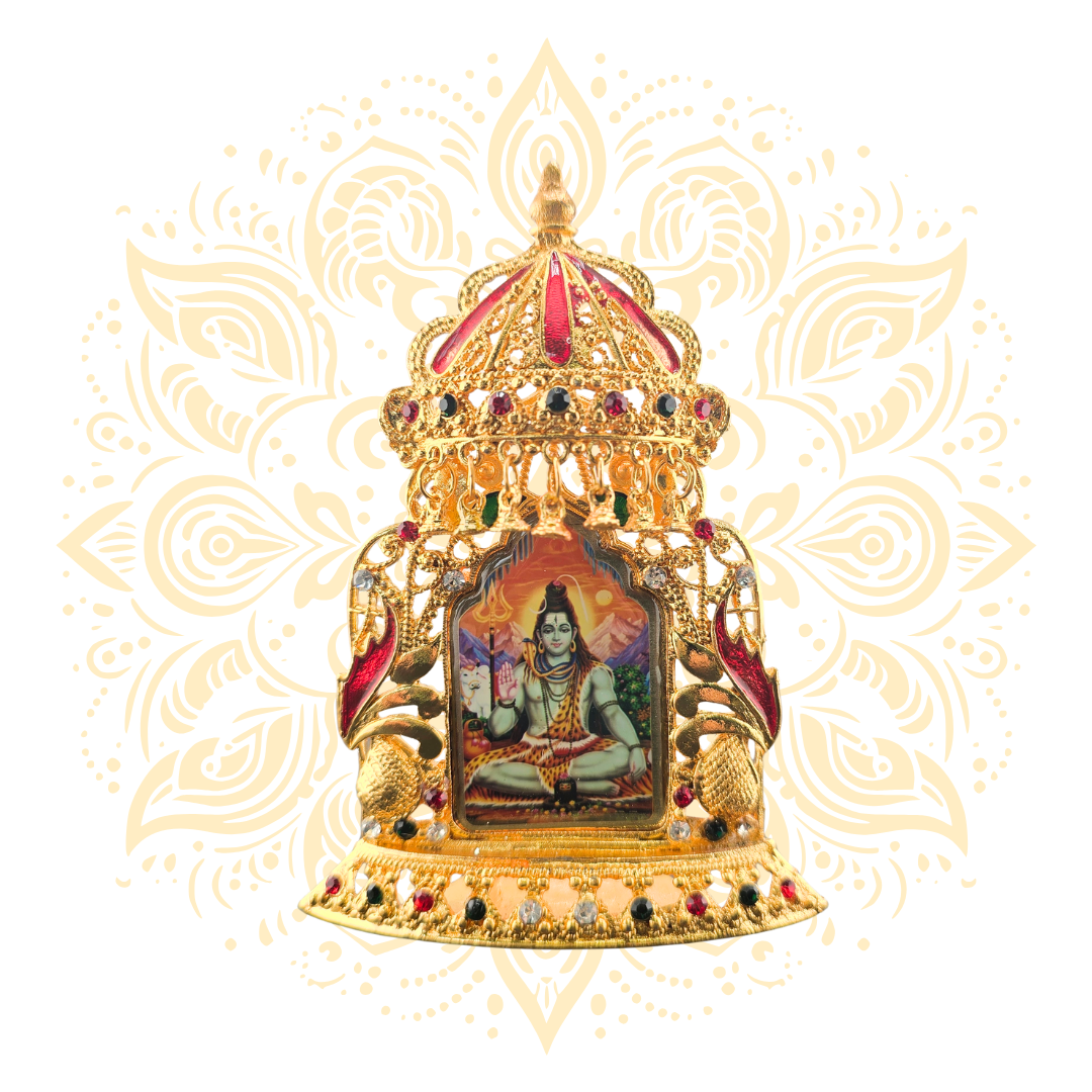Akshar Golden Metal Deity Mini Mandir Stand
