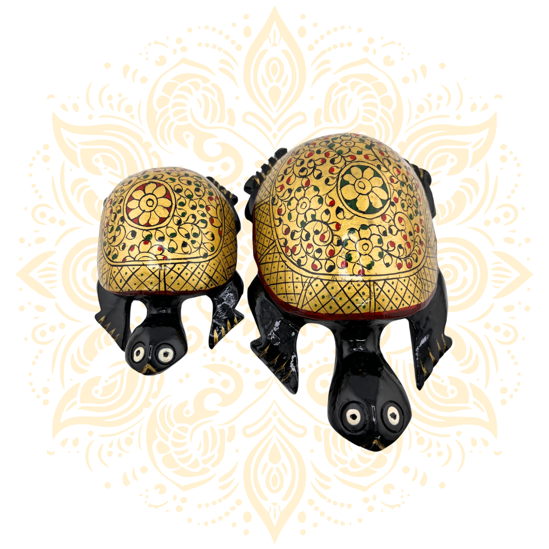Wooden Black Painted Tortoise