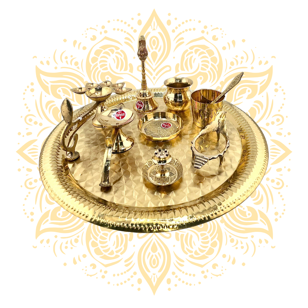 Brass Aarti Plate Set
