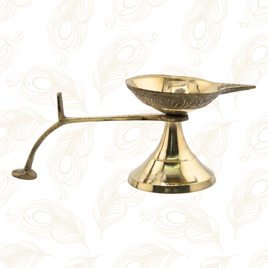 Handcrafted Brass Diya Lamp w/ Handle - Matchless Gifts5