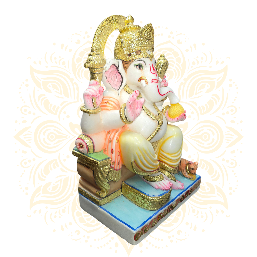 Marble Blessing Ganesh 19"