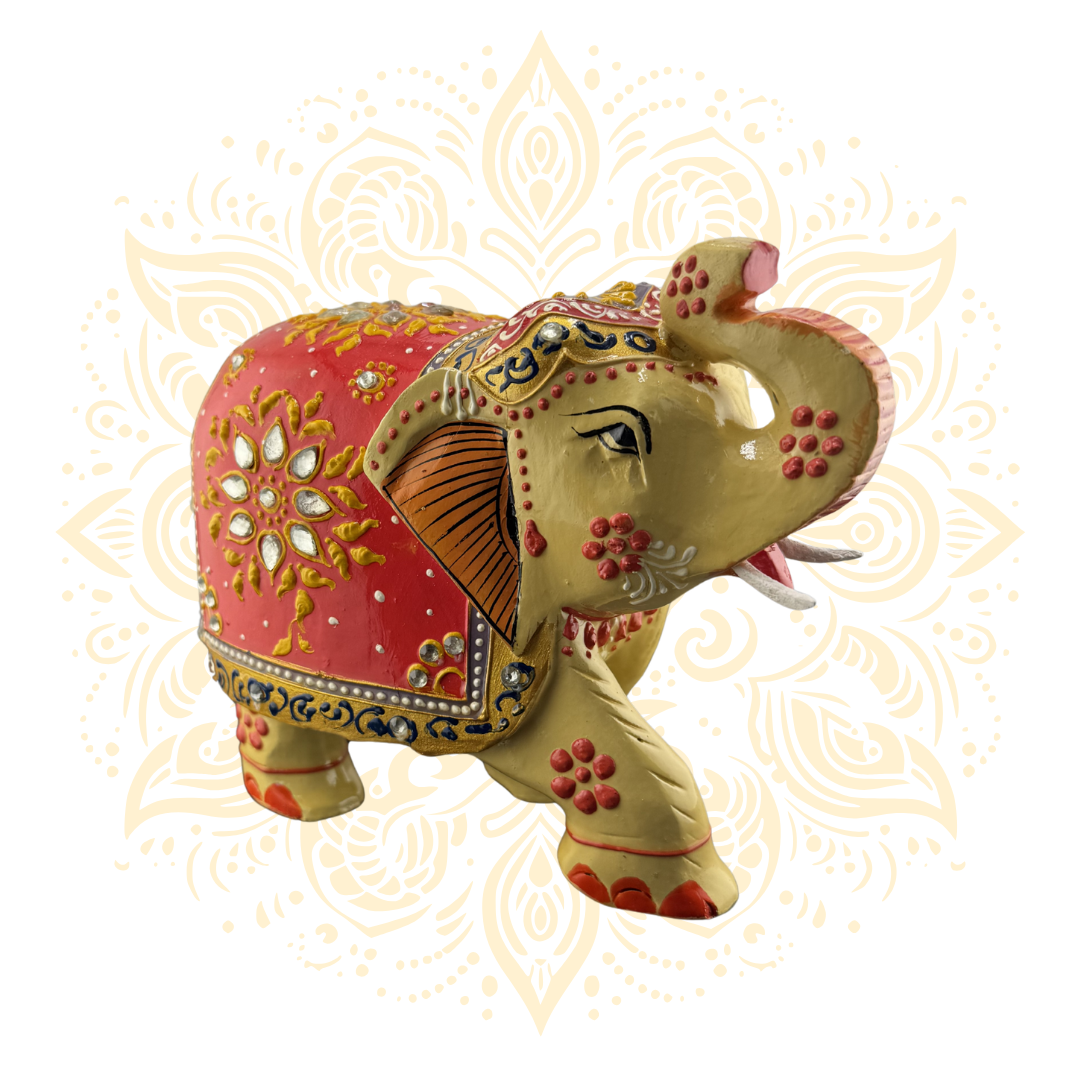 Wooden Red Painting Elephant